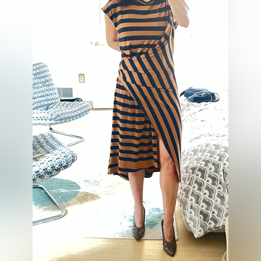 SHE (e) r/ Striped Brown and Blue Women's dress